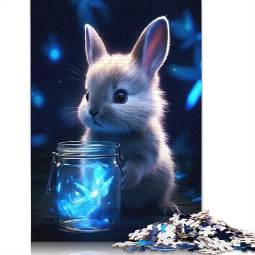Niedliches Kaninchen, leuchtendes Puzzle-Spielzeug für Erwachsene, Lernspiel, Puzzle-Spiele für Erwachsene für Frauen und Männer, 1000 Teile (75 x 50 cm) von QBIREX