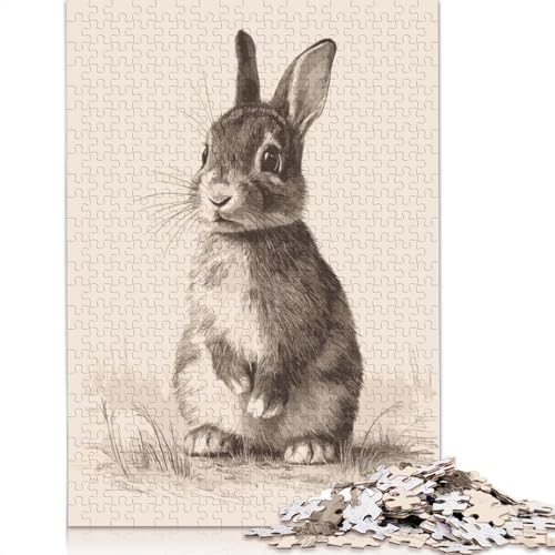 Niedliches Kaninchen-Puzzle, 1000 Teile, ab 18 Jahren. Lernspiele, Puzzle für Erwachsene, für Frauen, für Kinder ab 12 Jahren. 1000 Teile (75 x 50 cm) von QBIREX
