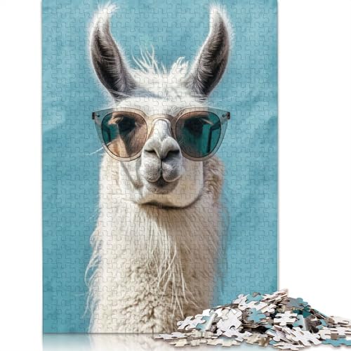 Niedliches Lama-Art-Puzzle mit 1000 Teilen, ab 18 Jahren. Lernspiele für Erwachsene, Puzzle für Frauen, für Kinder ab 12 Jahren, 1000 Teile (75 x 50 cm) von QBIREX