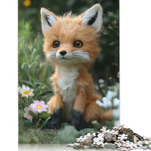 Niedliches Plüsch-Fuchs-Spielzeug-Puzzle aus 100 Prozent recycelter Pappe, für Jungen oder Mädchen, 1000 Teile (75 x 50 cm) von QBIREX