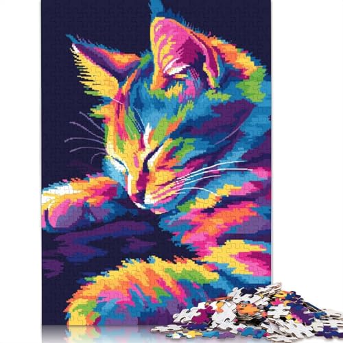 Niedliches Popart-Pixel-Katzen-Puzzle mit 520 Teilen, Denksportaufgabe und Problemlösungspuzzle für Erwachsene und Kinder, 520 Teile (52 x 38 cm) von QBIREX