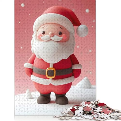 Niedliches Weihnachtsmann-Puzzle, rechteckig, aus Pappe, 100% recyceltem Karton, Puzzle für Erwachsene und Kinder, 1000 Teile (75 x 50 cm) von QBIREX