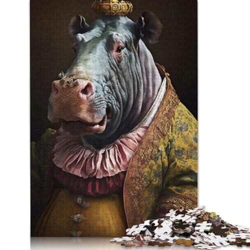 Nilpferd-Aristokraten-Puzzle, umweltfreundliche Materialien, 100% recycelter Karton, Puzzle für Erwachsene und Kinder, 1000 Teile (26 x 38 cm) von QBIREX