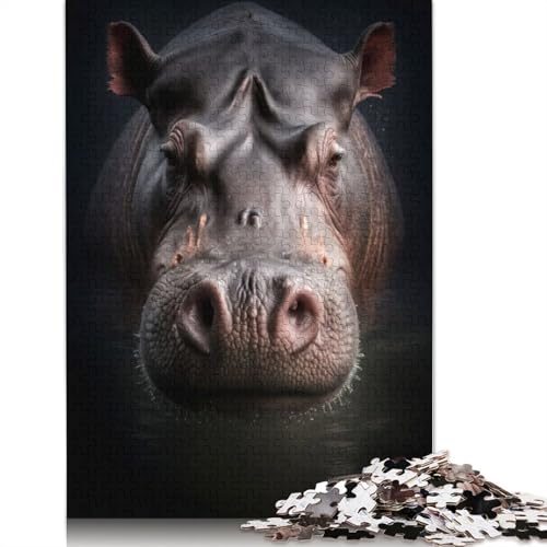 Nilpferd-Puzzle für Erwachsene, Lernspiel, Puzzle-Geschenke für Kinder ab 12 Jahren, 1000 Teile (75 x 50 cm) von QBIREX