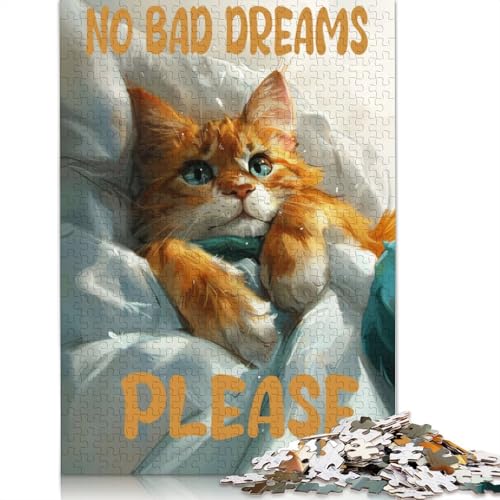 No Bad Dreams Cute Cat Puzzle 1000 Teile Schwer Puzzle Spielzeug Lernspiel Impossible Herausforderung Spielzeug Für Erwachsene Und Kinder Ab 14 Jahren 1000pcs (75x50cm) von QBIREX