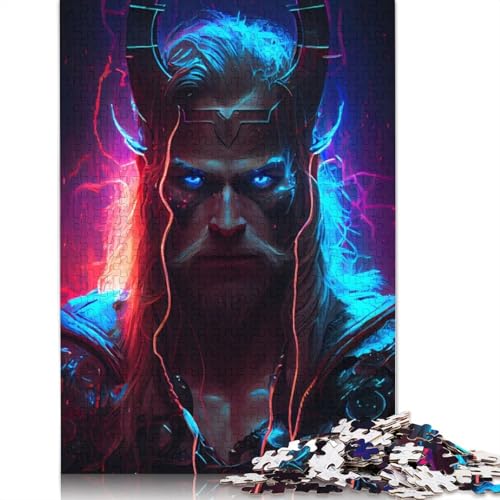 Nordischer Donnergott, Puzzlespaß, Premium-Karton-Puzzle für Erwachsene, Teenager, 1000 Teile (75 x 50 cm) von QBIREX