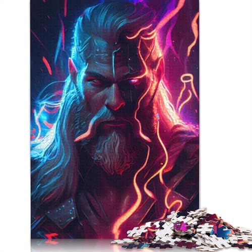 Nordischer Gott des Donners, Puzzle, Familienspaß, rechteckiges Papierpuzzle für Jungen oder Mädchen, Kindertagsgeschenke, 1000 Teile (26 x 38 cm) von QBIREX