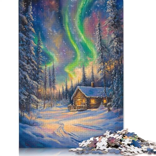 Nordlichter-Malpuzzle, herausfordernd und knifflig, 100% recycelter Karton, Puzzle für Erwachsene und Kinder, 1000 Teile (38 x 26 cm) von QBIREX