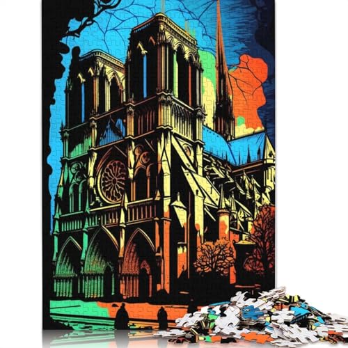 Notre Dame Paris Colors Puzzle 1000-teilige Schwer Puzzle Spielzeug Lernspiel Impossible Herausforderung Spielzeug Für Erwachsene Und Kinder Ab 14 Jahren 300pcs (40x28cm) von QBIREX