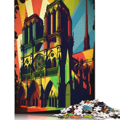 Notre Dame Paris Pop-Art-Puzzle, Premium-Puzzle aus 100% recyceltem Karton für Kinder und Erwachsene, 1000 Teile (75 x 50 cm) von QBIREX