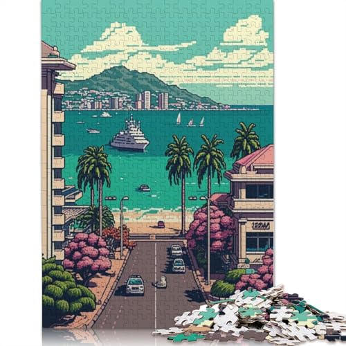 Noumea Pixel Art Puzzle, Lernspiele, Familienaktivitäten, Premium-Karton-Puzzle für Frauen und Männer, 1000 Teile (75 x 50 cm) von QBIREX