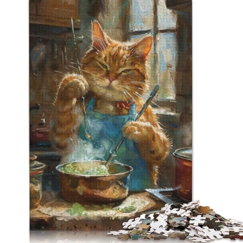 Orange getigerte Katze, Kochpuzzle, 100% recycelter Karton, Puzzle für Jungen oder Mädchen, 1000 Teile (75 x 50 cm) von QBIREX