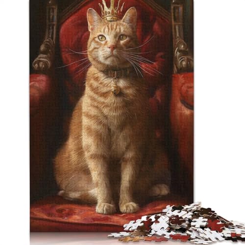 Orange getigerte Katzenkönigin, Puzzlespaß, Premium-Karton-Puzzle für Jungen oder Mädchen, 1000 Teile (75 x 50 cm) von QBIREX