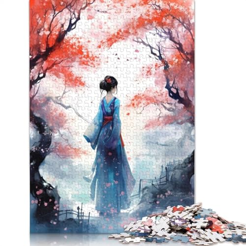 Orangefarbene Kirschblüten-Puzzles für Erwachsene, schwierige und anspruchsvolle Denksportaufgaben für Erwachsene und Kinder, 1500 Teile (85 x 57 cm) von QBIREX