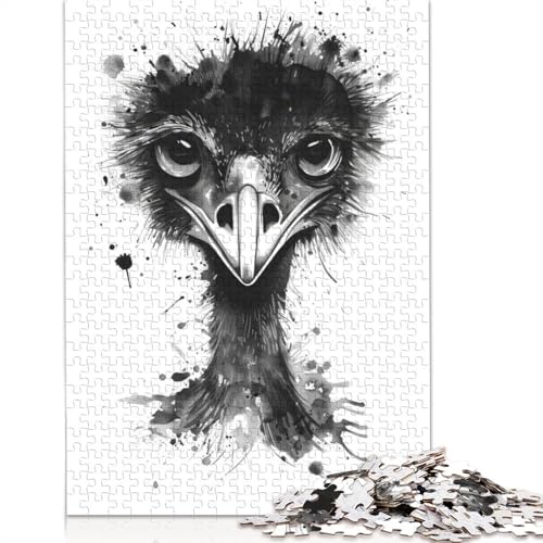 Ostrich Watercolor Puzzle 1000 Teile Schwer Puzzle Spielzeug Pädagogisches Spiel Impossible Herausforderung Spielzeug Für Erwachsene Kinder 1000pcs (75x50cm) von QBIREX
