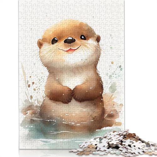 Otter, süßes Aquarell, 520 Puzzles für Erwachsene, entspannendes Herausforderungsspielzeug, schwierige Puzzles für Kinder ab 12 Jahren, 520 Teile (52 x 38 cm) von QBIREX