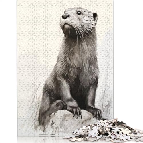 Otter Aquarellkunst, 1000-teiliges Puzzle, ab 18 Jahren, Lernspiele, Puzzles für Erwachsene, für Frauen, für Kinder ab 12 Jahren, 1000 Teile (75 x 50 cm) von QBIREX