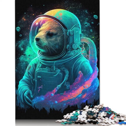 Otter-Astronauten-Puzzle für Erwachsene ab 18 Jahren, Lernspiele, Puzzle für Erwachsene und Kinder, 1000 Teile (75 x 50 cm) von QBIREX
