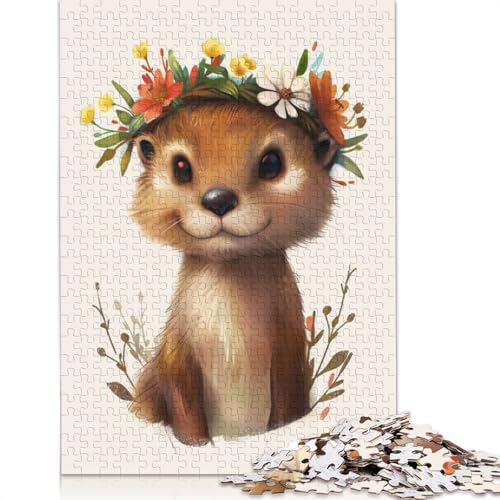 Otter Flower Puzzle 1000-teilige Schwer Puzzle Spielzeug Lernspiel Impossible Herausforderungsspielzeug Für Erwachsene Und Kinder in Bewährter 520pcs (52x38cm) von QBIREX