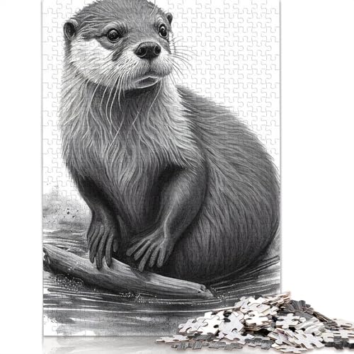 Otter-Zeichenpuzzle für Erwachsene, Lernspiel, Puzzle-Geschenke für Kinder ab 12 Jahren, 1000 Teile (75 x 50 cm) von QBIREX