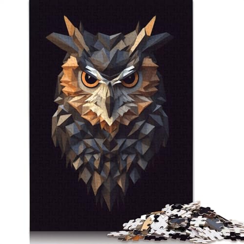 Owl Low Poly Puzzle 1000-teilige Schwer Puzzle Spielzeug Lernspiel Impossible Herausforderungsspielzeug Für Erwachsene Und Kinder Ab 12 Jahren 1000pcs (75x50cm) von QBIREX