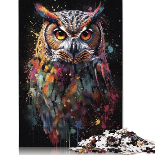 Owl Painting Puzzle 1000-teilige Schwer Puzzle Spielzeug Lernspiel Impossible Herausforderung Spielzeug Für Erwachsene Und Kinder in Bewährter 1500pcs (85x57cm) von QBIREX