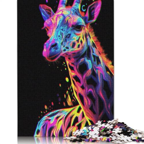 Painting Colorful Giraffe Puzzle 1000 Teile Schwer Puzzle Spielzeug Pädagogisches Spiel Impossible Herausforderung Spielzeug Für Erwachsene Kinder 1000pcs (40x28cm) von QBIREX