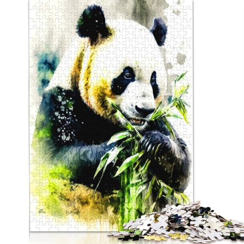 Panda-Puzzle, rechteckiges Holzbrett-Puzzle, Geschenk für Kinder ab 12 Jahren, 1000 Teile (75 x 50 cm) von QBIREX