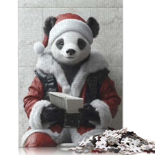 Panda-Weihnachtsmann-Puzzle, 100% recyceltes Kartonpapier, rechteckiges Puzzle für Erwachsene und Kinder, 1000 Teile (38 x 26 cm) von QBIREX