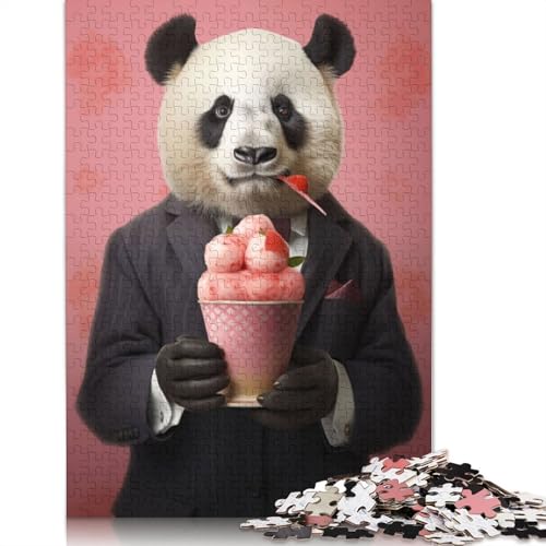Panda mit Eiscreme, 1000 Puzzles für Erwachsene, Lernspiel, Puzzlespiele für Erwachsene für Jungen oder Mädchen, 1000 Teile (75 x 50 cm) von QBIREX