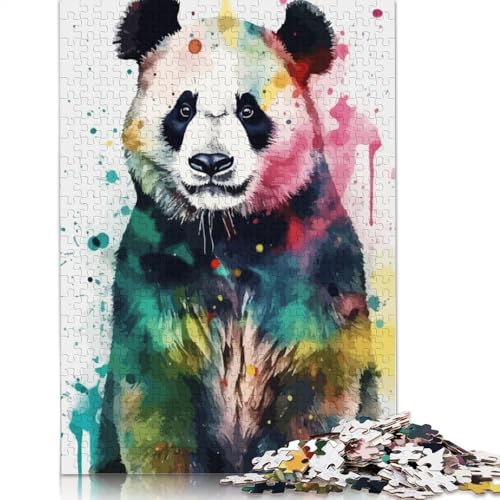 Pandabär-Aquarell-Puzzle für Erwachsene, Lernspiel, Puzzle-Geschenke für Kinder ab 12 Jahren, 520 Teile (52 x 38 cm) von QBIREX