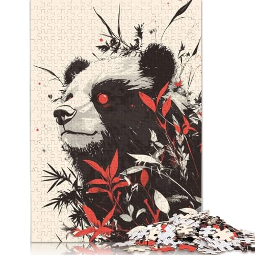 Pandabär-Puzzle mit roten Augen, Lernspiele, Familienaktivitäten, Premium-Karton-Puzzle für Frauen und Männer, 1000 Teile (75 x 50 cm) von QBIREX