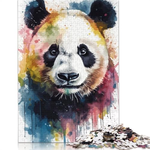 Pandabärkopf-Aquarell, 1000-teiliges Puzzle, ab 18 Jahren, Lernspiele, Puzzles für Erwachsene für Frauen, für Kinder ab 12 Jahren, 1000 Teile (75 x 50 cm) von QBIREX