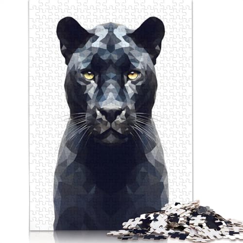 Panther Low Poly Puzzle, schwierige Herausforderung, 100 Prozent recycelter Karton, Puzzle für Erwachsene, Teenager, 1000 Teile (26 x 38 cm) von QBIREX