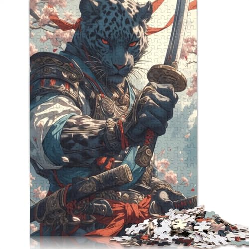 Panther Samurai Blossom Puzzle, Dekompressionsspielzeug, 100% recycelter Karton, Puzzle für Erwachsene, Teenager, Vatertagsgeschenke, 1000 Teile (26 x 38 cm) von QBIREX