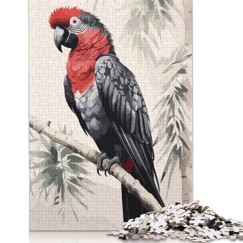 Papagei, Japanisches Malpuzzle, Familienspaß, rechteckiges Papierpuzzle für Jungen oder Mädchen, Kindertagsgeschenke, 1000 Teile (26 x 38 cm) von QBIREX