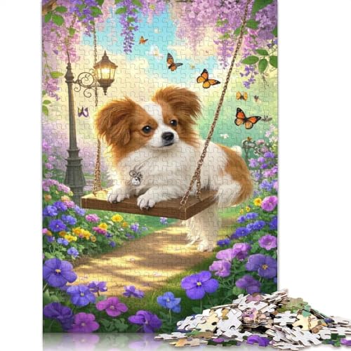 Papillon Puppy Puzzles 1000 Teile Schwer Puzzle Spielzeug Lernspiel Impossible Herausforderung Spielzeug Für Erwachsene Kinder 1000pcs (38x26cm) von QBIREX