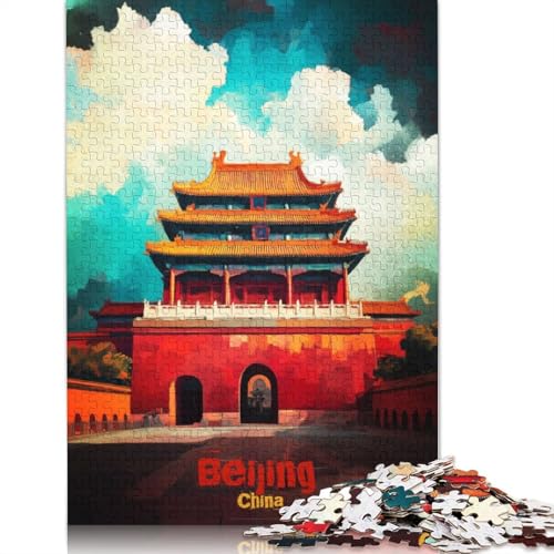 Peking-Kunstposter, 1000-teiliges Puzzle für Erwachsene, Spielzeug, Denkspiel, Lernspiel für Erwachsene, Stressabbau, Heimdekoration (75 x 50 cm) von QBIREX