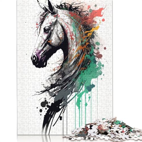 Pferd I Puzzle, Dekompressionsspielzeug, 100 Prozent recycelter Karton, Puzzle für Erwachsene, Teenager, Vatertagsgeschenke, 1000 Teile (75 x 50 cm) von QBIREX