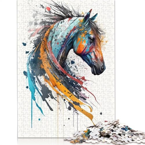 Pferd II Puzzle DIY Spiel Papier Rechteckiges Puzzle für Jungen oder Mädchen Geburtstagsgeschenk 1000 Teile (26x38cm) von QBIREX
