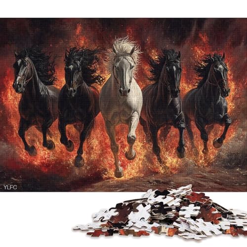 Pferdepuzzle, lustiges Premium-Puzzle aus Karton für Jungen oder Mädchen, 70 x 50 cm, 1000 Teile von QBIREX