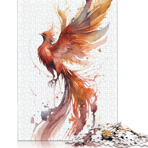 Phoenix Aquarell-Puzzle, Denksportaufgabe, rechteckiges Papierpuzzle für Erwachsene und Teenager, 1000 Teile (75 x 50 cm) von QBIREX