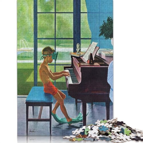 Piano-Taucher-Puzzle, einzigartige Heimdekoration, 100% recycelter Karton, Puzzle für Erwachsene, Kindertag, 1000 Teile (75 x 50 cm) von QBIREX