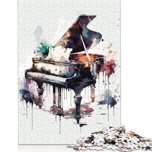 Piano Watercolor Puzzles 1000 Teile Schwer Puzzle Spielzeug Pädagogisches Spiel Impossible Herausforderung Spielzeug Für Erwachsene Und Kinder Ab 12 Jahren 1000pcs (40x28cm) von QBIREX