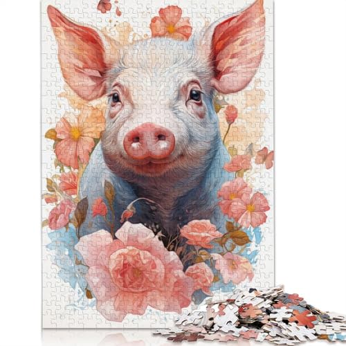 Pig Pastels Puzzle 1000-teilige Schwer Puzzle Spielzeug Lernspiel Impossible Herausforderung Spielzeug Für Erwachsene Und Kinder Ab 14 Jahren 1000pcs (75x50cm) von QBIREX