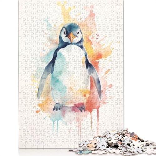 Pinguin-Aquarell, 520 Puzzles für Erwachsene, Spielzeug, Lernspiel, Herren-Puzzles für Erwachsene, für Erwachsene, Teenager, 520 Teile (52 x 38 cm) von QBIREX