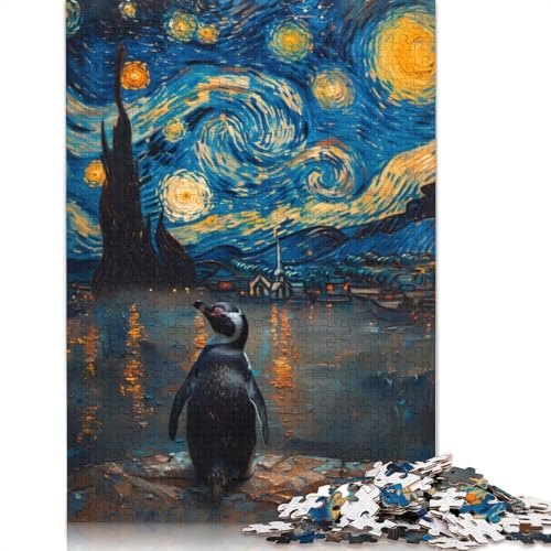 Pinguin in der Sternennacht, Puzzle, 100% recycelter Karton, Premium-Karton, Puzzle für Erwachsene und Kinder, 1000 Teile (75 x 50 cm) von QBIREX