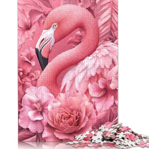 Pink Flamingo in Bloom Puzzle-Spielzeug für Erwachsene, Lernspiel, Puzzlespiele für Erwachsene für Frauen und Männer, 1500 Teile (85 x 57 cm) von QBIREX