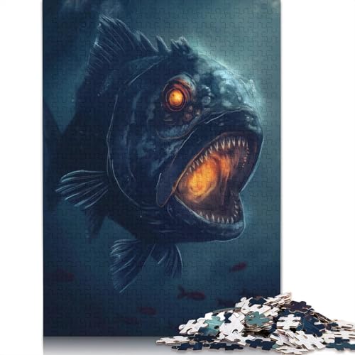 Piranha, böses, gruseliges Horror-Puzzle für Erwachsene, 520 Teile, schwierige Problemlösungspuzzles für Erwachsene, für Jungen oder Mädchen, 520 Teile (52 x 38 cm) von QBIREX