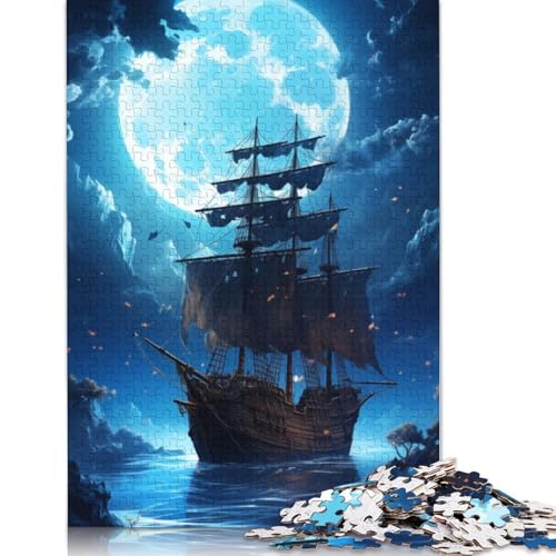 Pirate Ship 01 Puzzles 1000 Teile Schwer Puzzle Spielzeug Lernspiel Impossible Herausforderung Spielzeug Für Erwachsene Und Kinder Ab 14 Jahren 1000pcs (38x26cm) von QBIREX